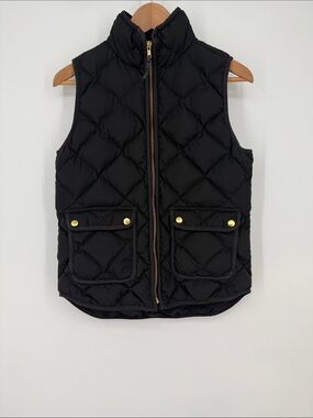 J. Crew Black Quilted Down Puffer Vest Size XS
